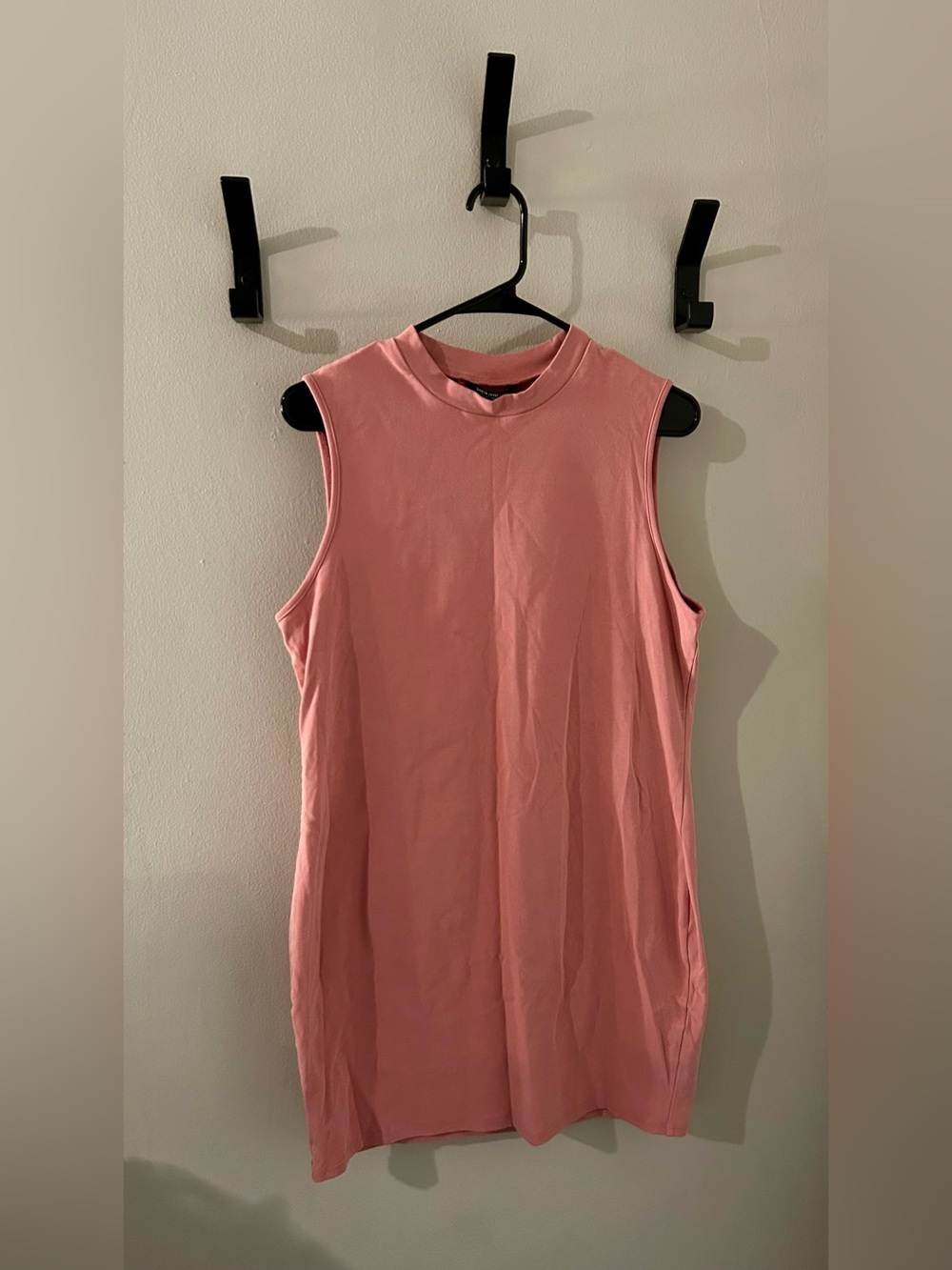 SHEIN Pink Cotton High Neck Sleeveless Bodycon Mini Dress XL